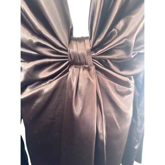 Remi X Revolve Choc Brown Dress 0X Long Sleeve Plunge Neck - Picture 7 of 16